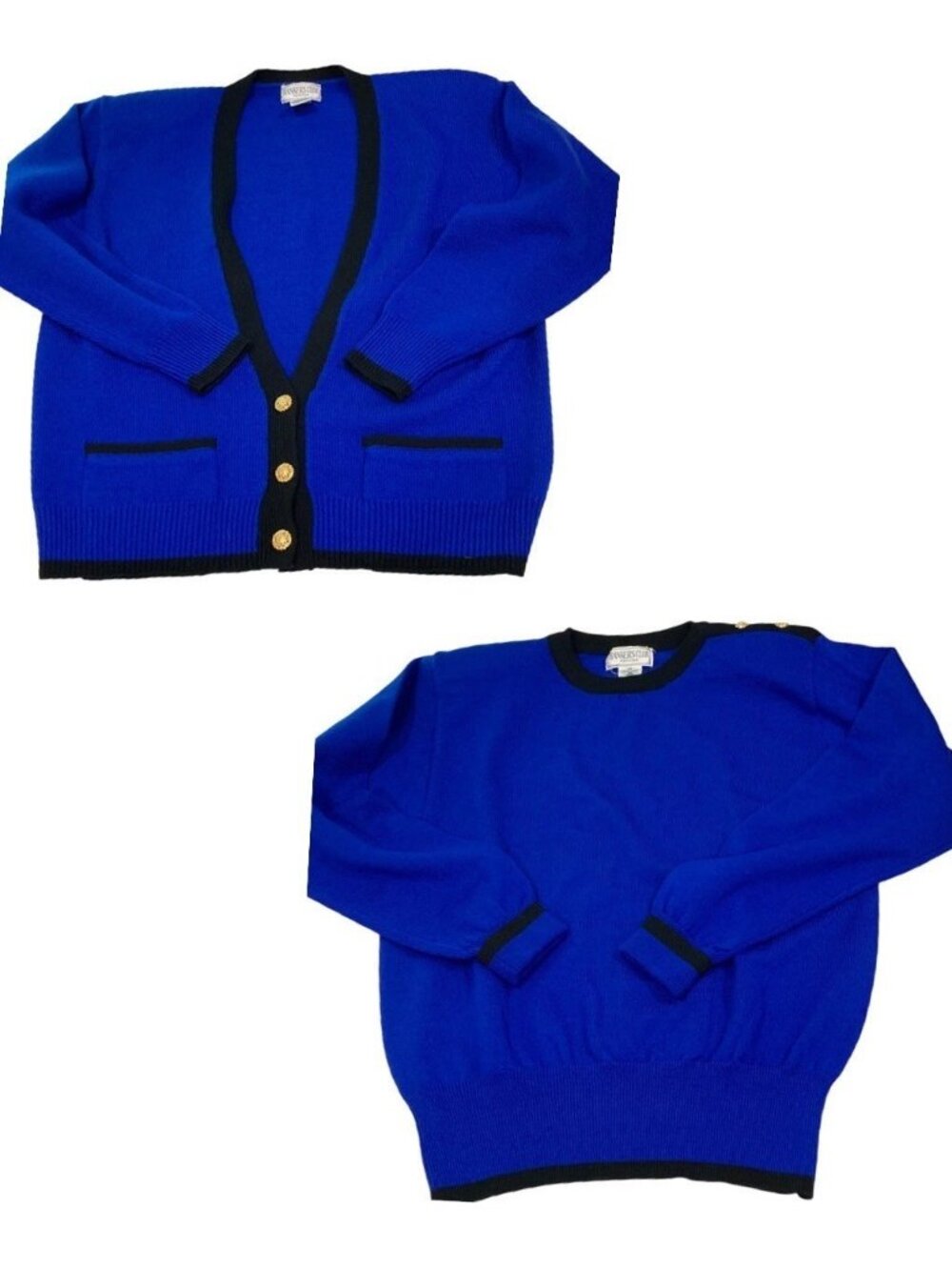 Vtg 80s Urban Wool Knit Cardigan Top Twin Set PM Retro Quiet Luxury Old Money